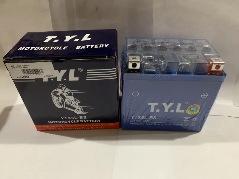 Гелевий мотоакумулятор TYL YTX5L-BS 12 В 5 А·год (113×70×107 мм)
