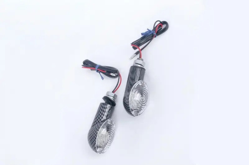 Мини LED-поворотники овальные, карбон-стиль, прозрачные, пара