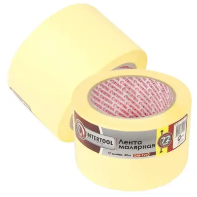Малярна стрічка INTERTOOL 72 мм × 40 м, жовта