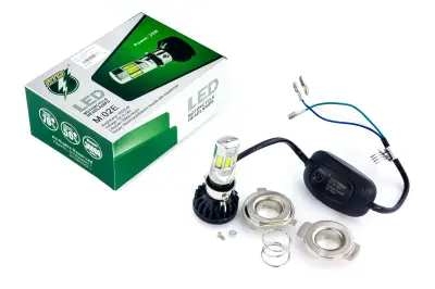 Универсальная светодиодная лампа для мотофары 12V, 6 кристаллов, с переходниками GJCT