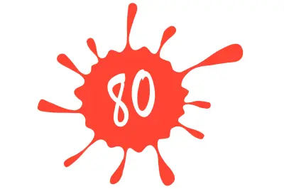 Декоративная наклейка «80» 24×25 см, красная (#5627)