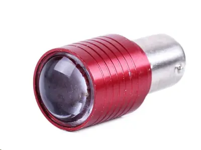 Світлодіодна лампа S25 12V 5W, двоконтактна, червона, з лінзою