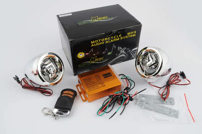 Мотоаудиосистема CZMP3004-2, динамики 2,5″, хром, FM/MP3, сигнализация, ПДУ