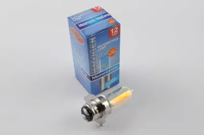 Мотолампа BEST M5 P15D-25-3 12V 18/18W, 3 вуса, рожевий хамелеон
