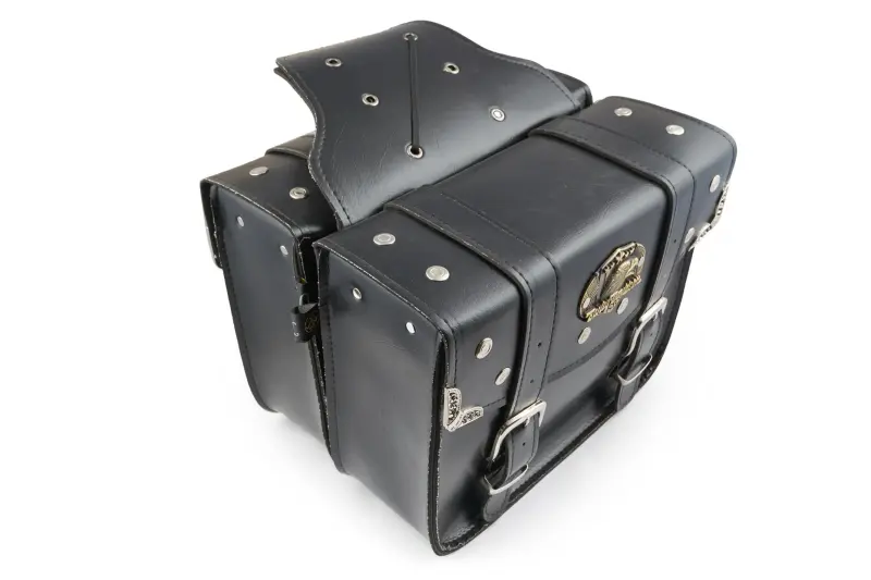 Кофры боковые кожаные KML WL-0539, чёрные, пара