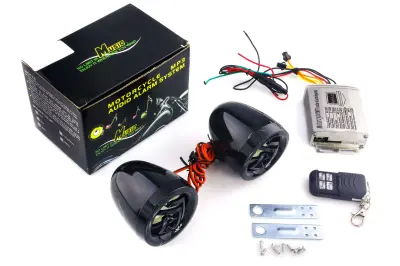 Мотоаудиосистема CZMP3004-6 2,5″ с сигнализацией, FM/MP3 и ПДУ, черная