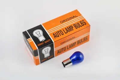 Лампа S25 12V 21/5W двухконтактная, синяя, ORANGE BOX