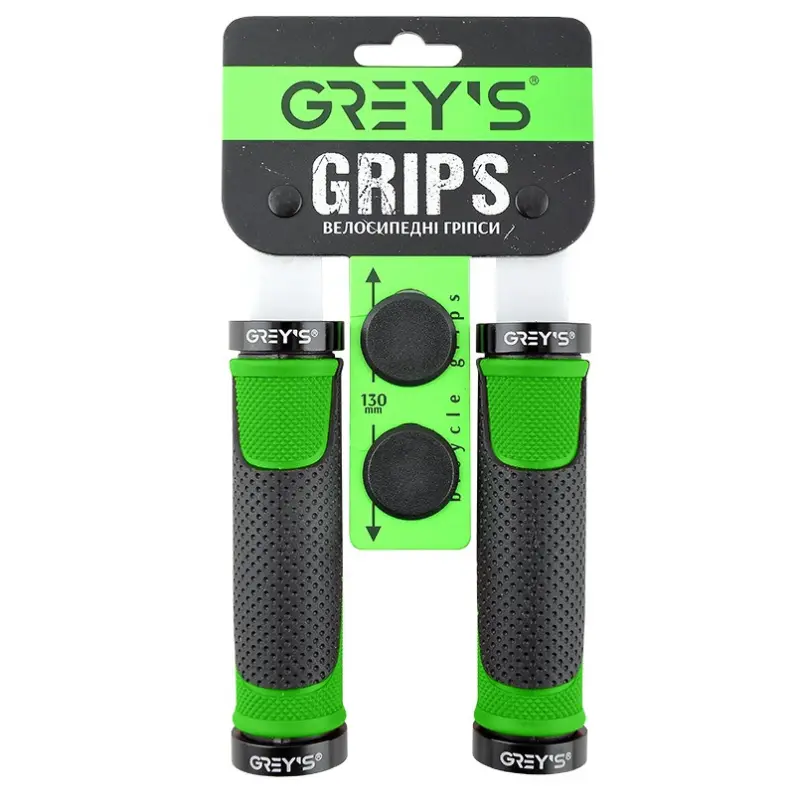 Велосипедные грипсы Grey's GR17220, 130 мм, черно-зеленые