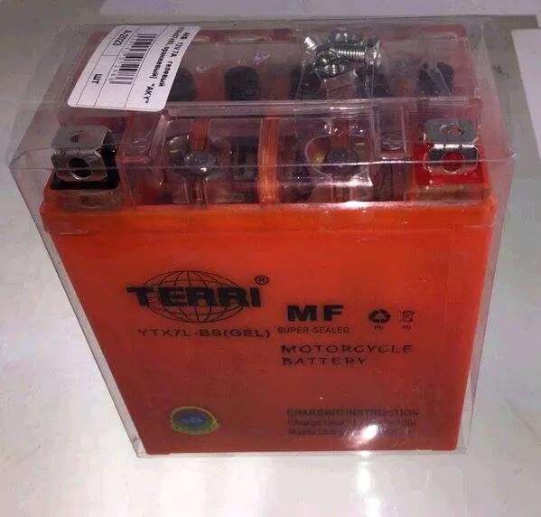 Гелевый мотоаккумулятор YTX7L-BS 12 В 7 А·ч, 113×70×132 мм