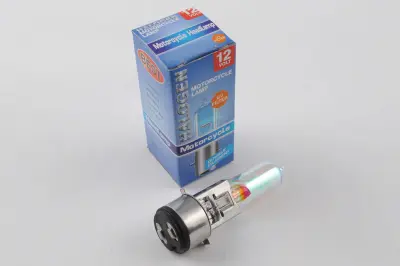 Галогенна мотолампа BEST BA20D 12V 35/35W, хамелеон рожевий