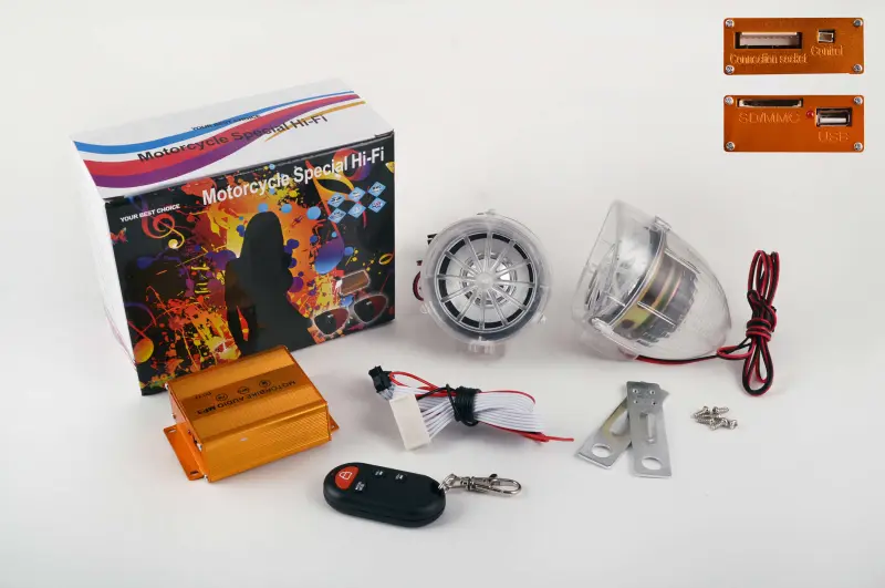Мотоаудіосистема BEST CHOICE 2,5″ з MP3/FM, USB/SD, підсвічуванням і сигналізацією