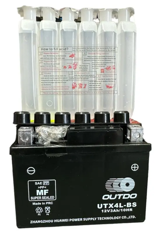 Мотоакумулятор OUTDO UTX4L-BS 12 В 3 А·год з електролітом