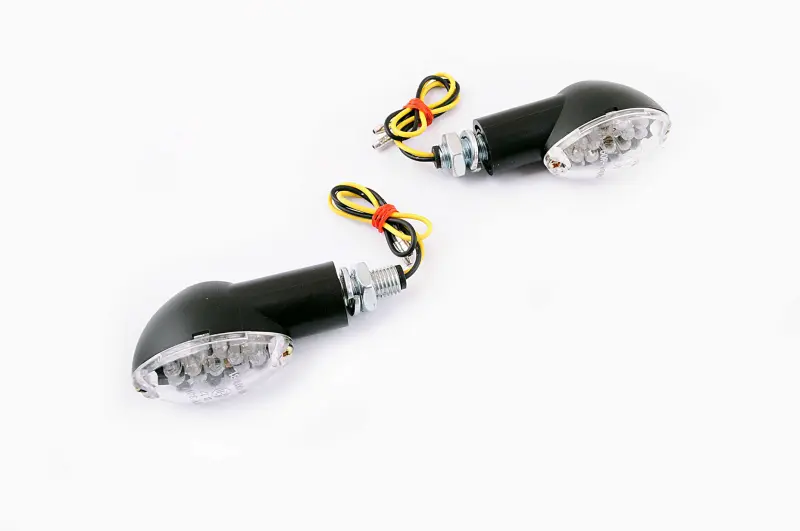 Міні LED-поворотники овальні, чорні, прозорі, 15 діодів, пара, E-marked