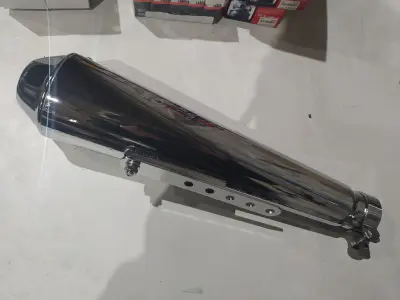 Прямоточний мото глушник 510×96 мм, нержавіюча сталь, хром