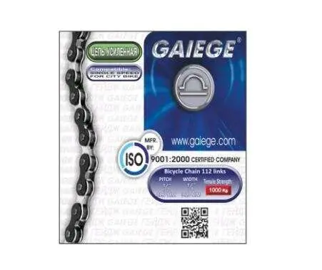 Цепь велосипедная GAIEGE 1/2 × 1/8, 112 звеньев, 1 скорость