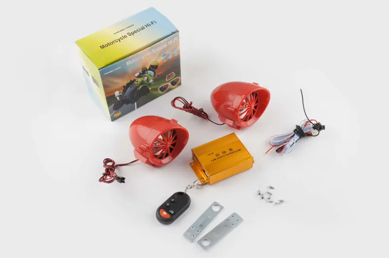 Мотоаудіосистема BEST CHOICE mod.2 3,5″ червона, MP3/FM/SD/USB, із сигналізацією та ПДУ
