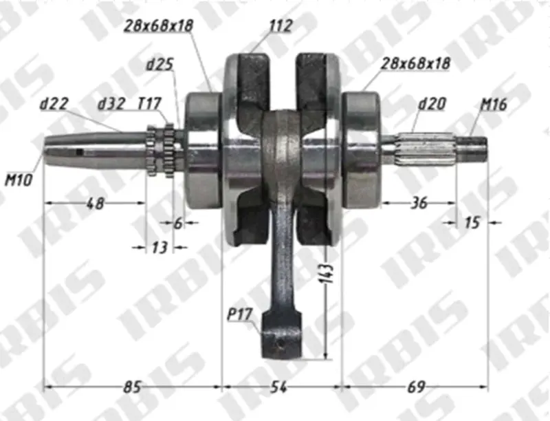 Коленвал SUNY для 4T CB250 169FMM под балансировочный вал