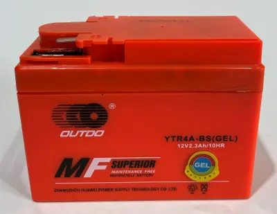 Гелевий мотоакумулятор OUTDO YTR4A-BS 12 В 2,3 А·год, 115×49×86 мм