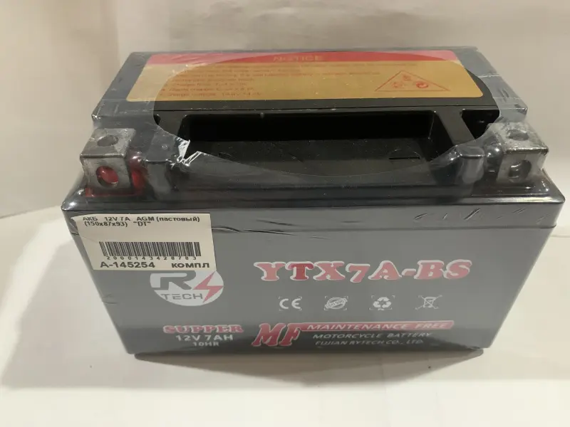 Аккумулятор RTECH YTX7A-BS AGM 12V 7Ah, 150×87×93 мм