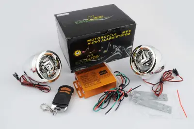 Мотоаудиосистема CZMP3004-2, динамики 2,5″, хром, FM/MP3, сигнализация, ПДУ