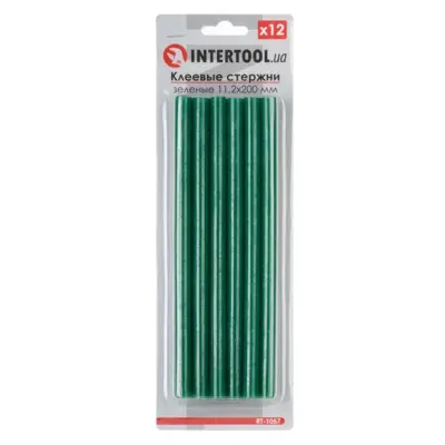 Клеевые стержни INTERTOOL RT-1057 зеленые 11,2×200 мм, 12 шт.