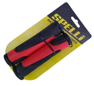 Велосипедные грипсы Spelli SBG-6708L черно-красные, 127 мм
