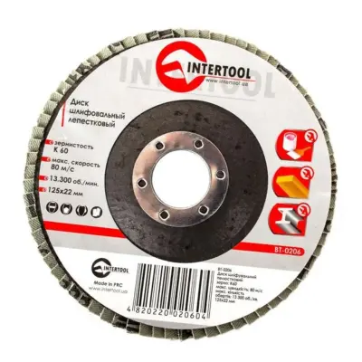 Лепестковый шлифовальный диск INTERTOOL 125×22 мм K60