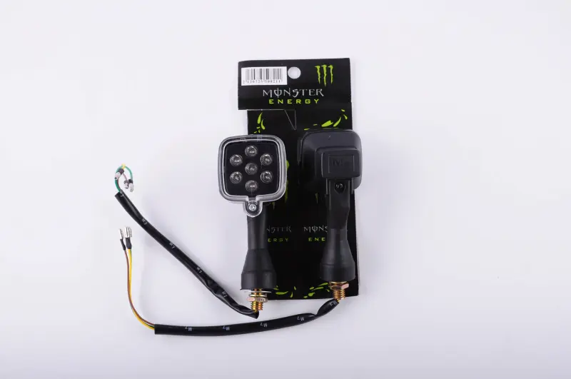 Світлодіодні поворотники MONSTER ENERGY, квадратні, прозорі, 7 LED, пара