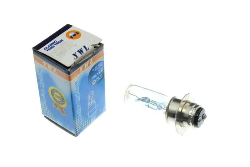 Лампа фары YWL P15D-25-1, 12V 18/18W, 1 фиксатор, радужная