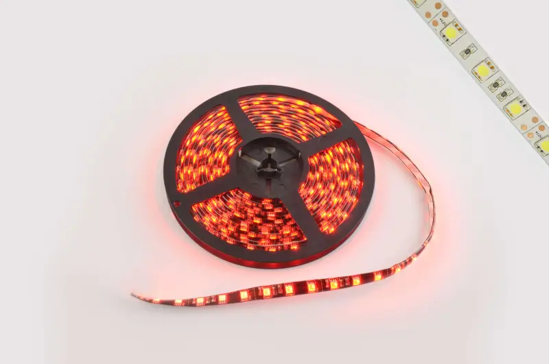Светодиодная лента SMD 5050, красная, влагостойкая, 30 LED/м, 5 м