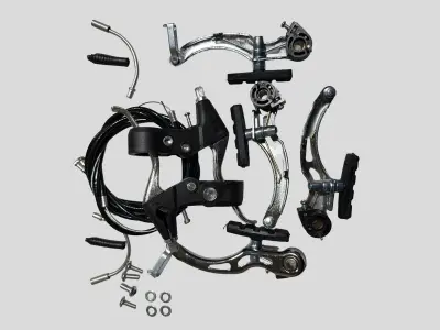 Комплект обідних гальм V-brake передній і задній, хром, із тросами OEM