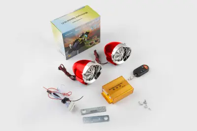 Мотоаудіосистема BEST CHOICE 3,5″ MP3/FM/SD/USB, червоно-хромована