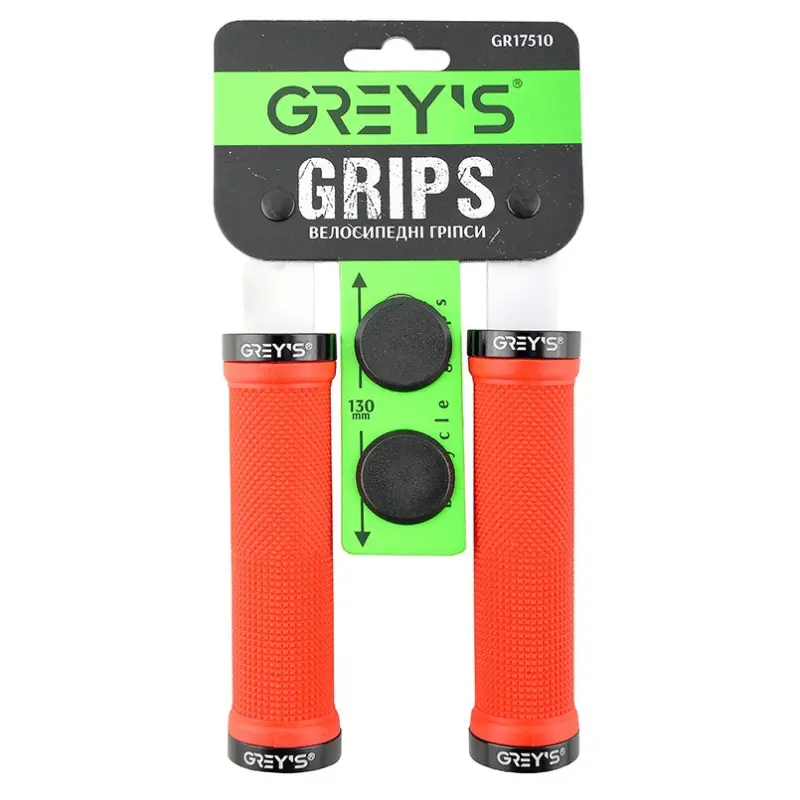 Велосипедные грипсы Grey's GR17510, красные, 130 мм, с двусторонними зажимами