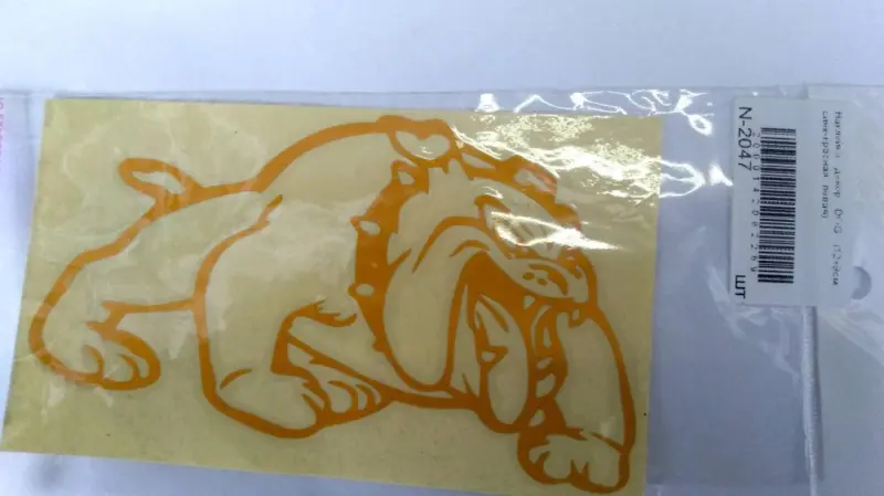 Декоративная наклейка DOG 12×9 см, оранжевая, левая