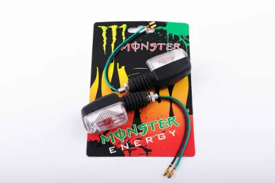 Мини-поворотники XJB mod:2 прямоугольные, черные с белым стеклом, пара