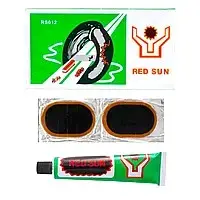 Ремкомплект для камер FM 012 Red Sun, 12 овальних латок 70×40 мм і клей