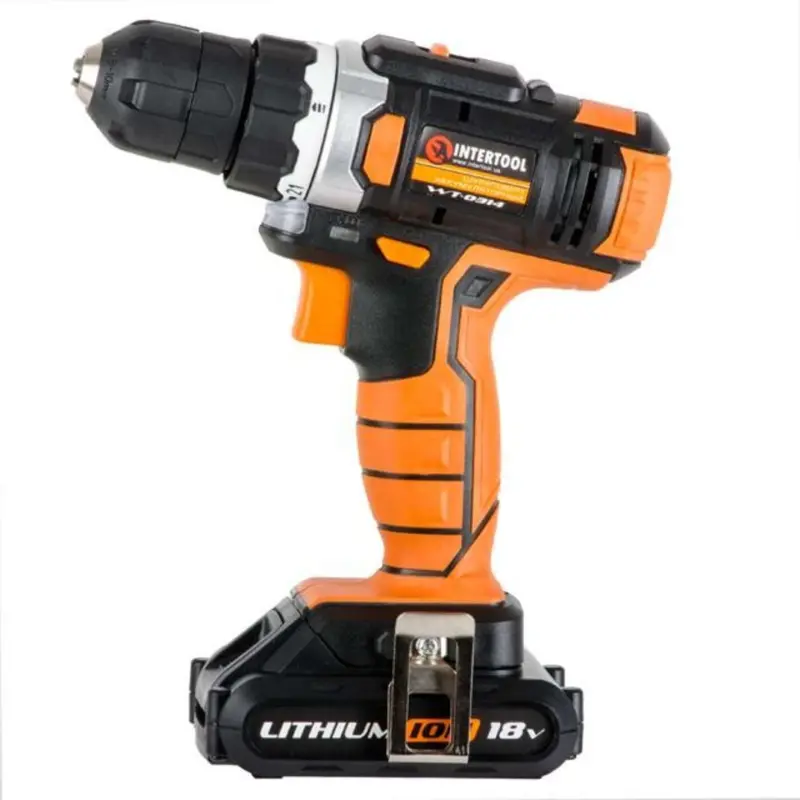 Акумуляторний дриль-шурупокрут INTERTOOL WT-0314, 18 В, 2×2 А·год