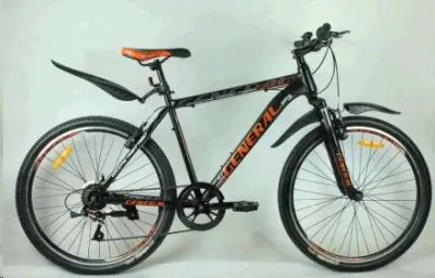 Велосипед GENERAL G6.0 Steel 26″, 7 швидкостей, рама 19″, чорно-помаранчевий