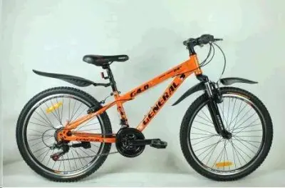 Велосипед GENERAL 24 4.0 Steel, рама 13″, 21 швидкість, чорно-помаранчевий