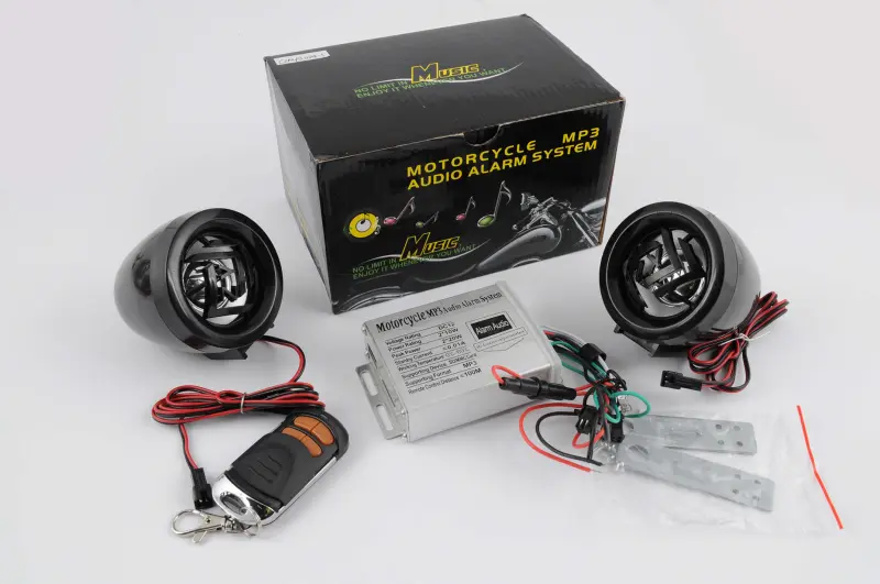 Мотоаудиосистема 2,5″ с сигнализацией, FM/MP3 и пультом CZMP3004-7
