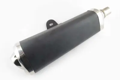 Прямоточний мотоглушник Tri-Oval 400×100 мм, кріплення Ø78 мм, чорний конус