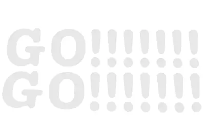 Декоративна наліпка GO!!!!!!! біла, 41×9 (#0498R)