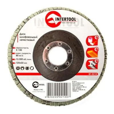 Лепестковый шлифовальный диск INTERTOOL BT-0210 125×22 мм K100
