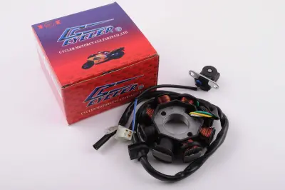 Статор генератора 4T GY6 50, 6+2 катушек, 5 контактов, CYCLER
