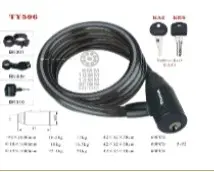 Тросовий замок із ключем Tonyon TY506, 1000×12 мм, чорний