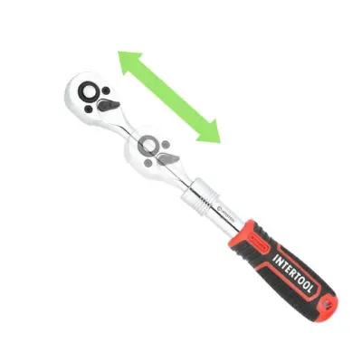 Телескопическая трещотка INTERTOOL STORM 1/4″, 72 зуба, Cr-V