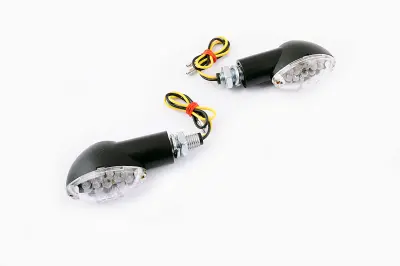 Міні LED-поворотники овальні, чорні, прозорі, 15 діодів, пара, E-marked