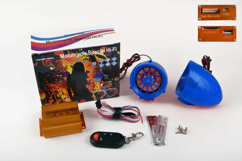 Мотоаудіосистема BEST CHOICE 3,5″ синя, MP3/FM/SD/USB, із пультом і сигналізацією