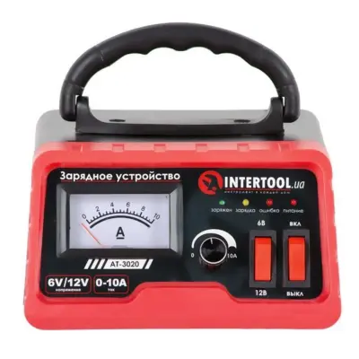 Зарядное устройство для АКБ INTERTOOL AT-3020, 6/12 В, 0–10 А