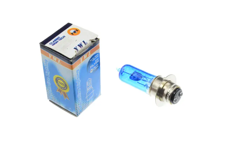Галогенна лампа фари YWL P15D-25-1, 12V 50/50W, супербіла, 1 вус